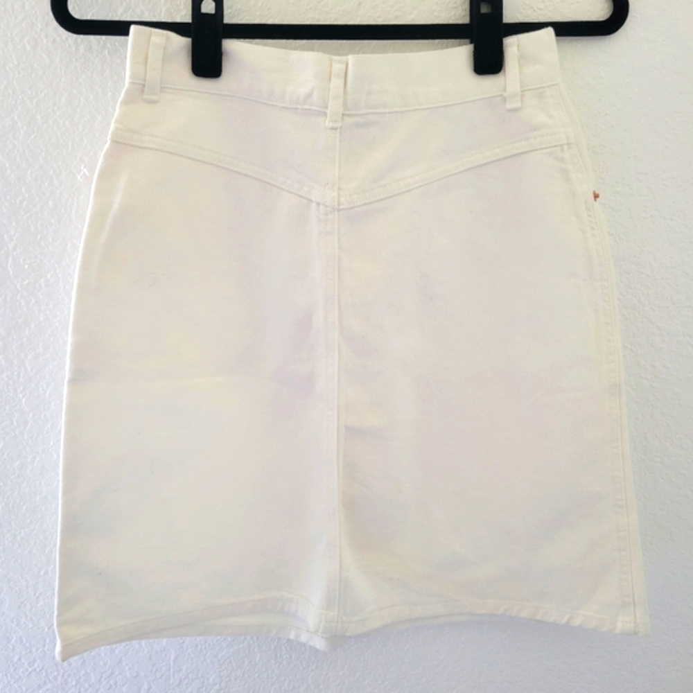 Vintage 80s Deadstock Palmetto's White Denim Skirt NWT 27" Waist Made In USA - Picture 7 of 8